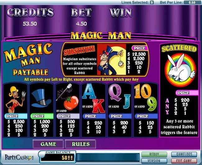 Magic Man Slots made by bwin.party - Info and Rules