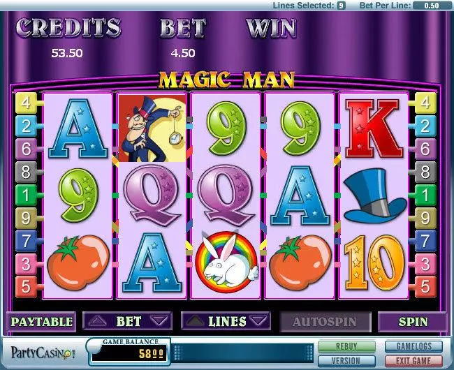 Magic Man Slots made by bwin.party - Main Screen Reels