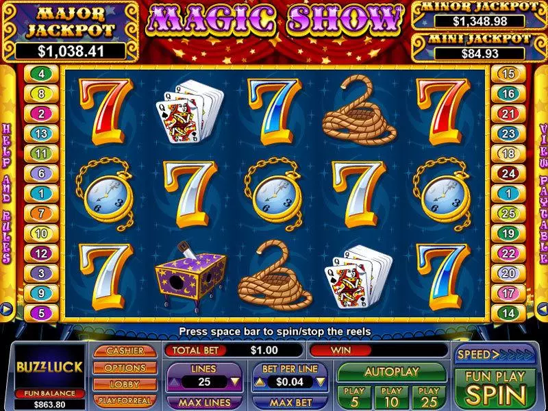 Magic Show Slots made by NuWorks - Main Screen Reels