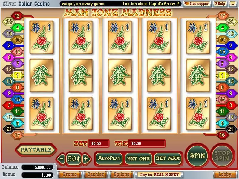 Mah Jong Madness Slots made by WGS Technology - Main Screen Reels