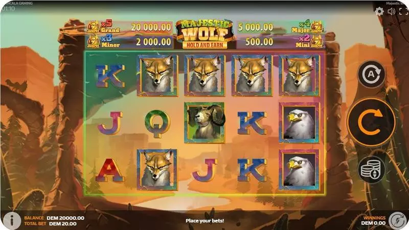 Majestic Wolf Slots made by Mancala Gaming - Main Screen Reels