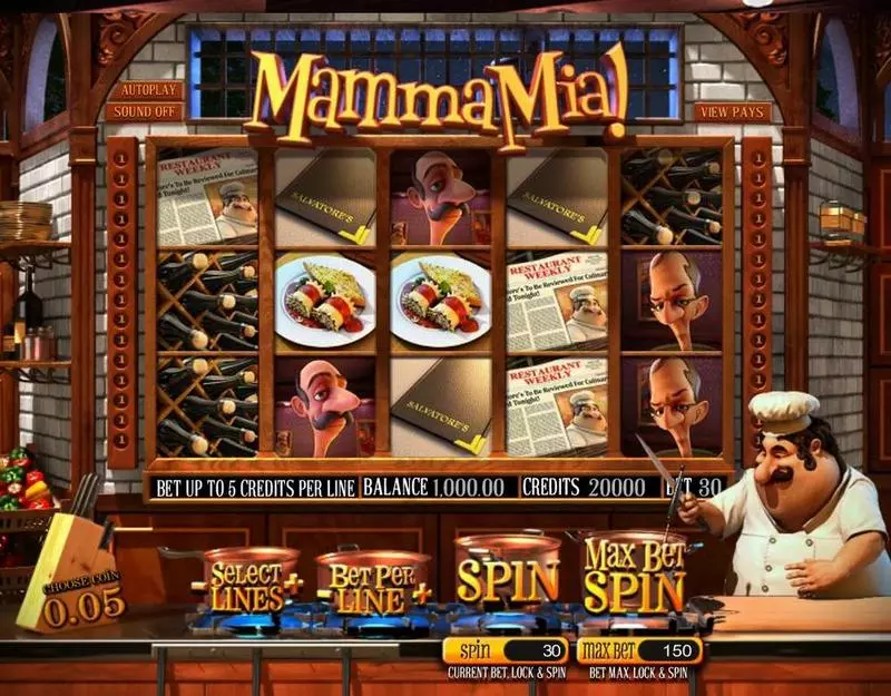Mamma Mia Slots made by BetSoft - Main Screen Reels
