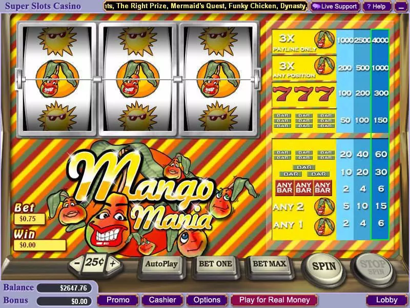 Mango Mania Slots made by Vegas Technology - Main Screen Reels