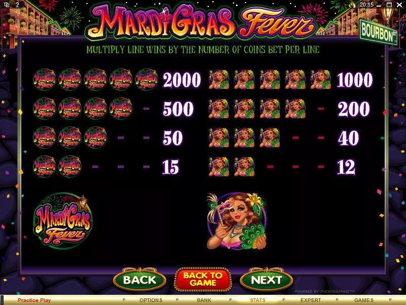 Mardi Gras Fever Slots made by Microgaming - Info and Rules