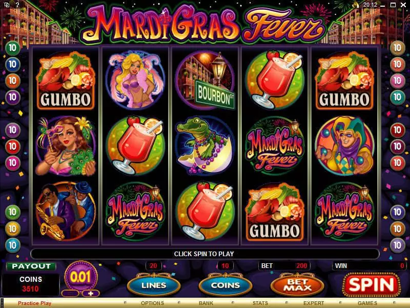 Mardi Gras Fever Slots made by Microgaming - Main Screen Reels