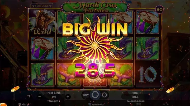 Mardi Gras Fortunes Slots made by Spinomenal - Winning Screenshot
