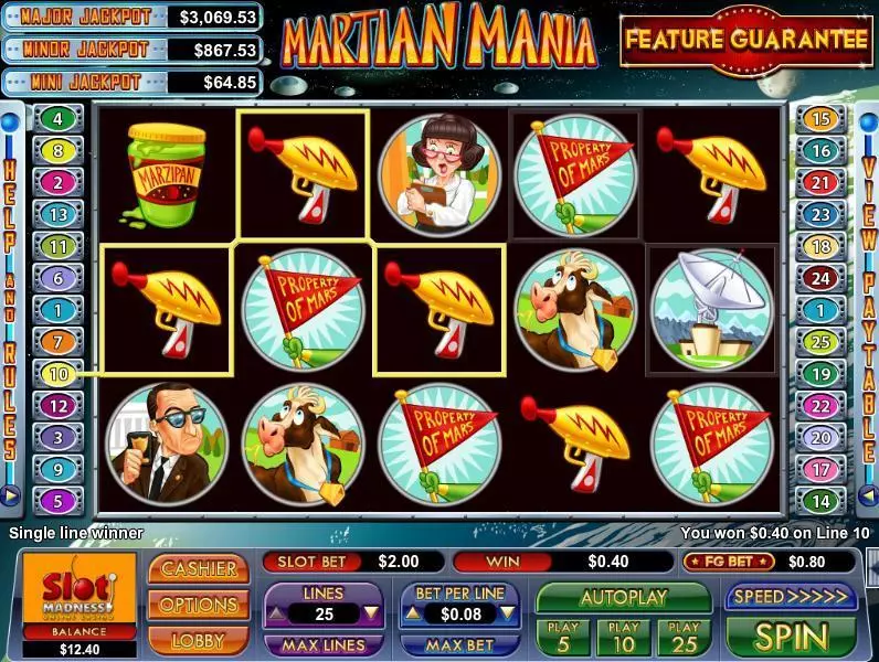 Martian Mania Slots made by NuWorks - Main Screen Reels