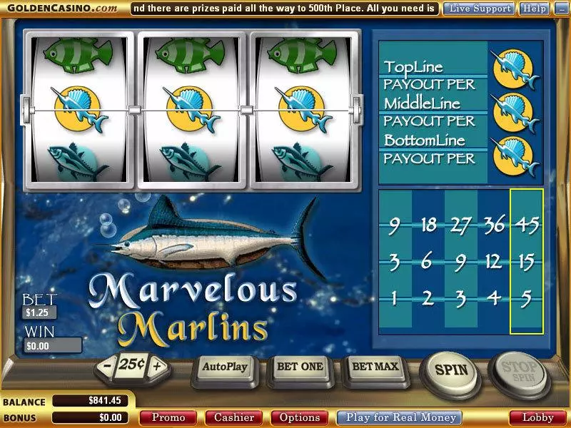 Marvelous Marlins Slots made by WGS Technology - Main Screen Reels