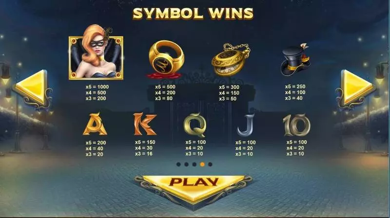 Mascquerade Slots made by Red Tiger Gaming - Paytable