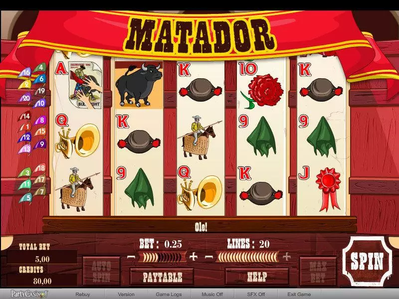 Matador Slots made by bwin.party - Main Screen Reels
