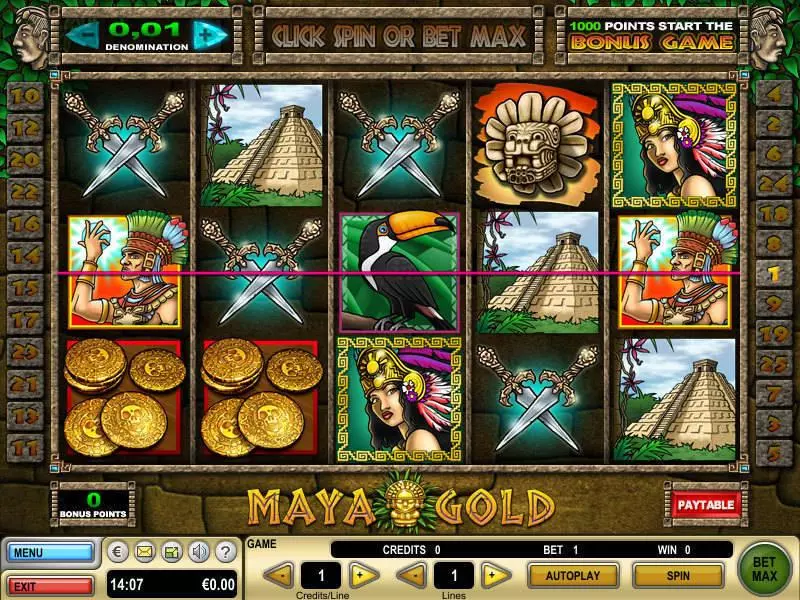 Maya Gold Slots made by GTECH - Main Screen Reels