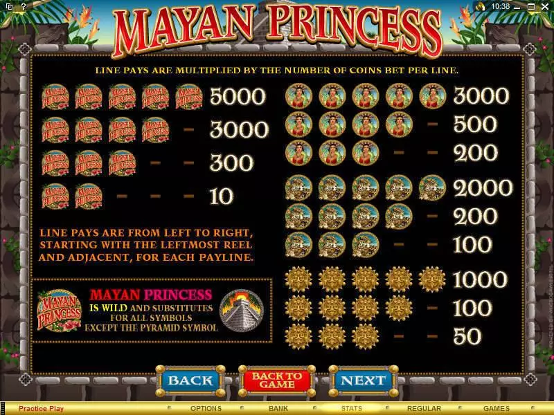 Mayan Princess Slots made by Microgaming - Info and Rules