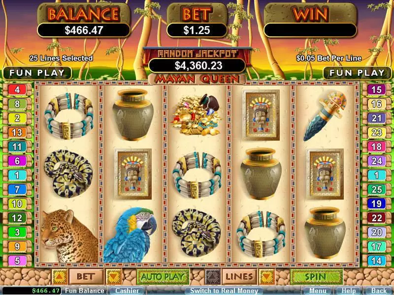 Mayan Queen Slots made by RTG - Main Screen Reels