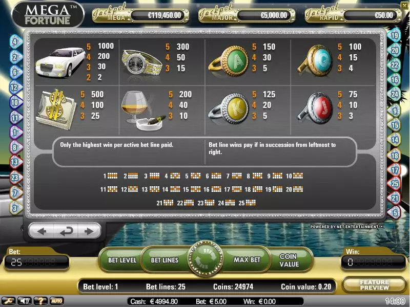 Mega Fortune Slots made by NetEnt - Info and Rules