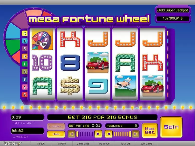 Mega Fortune Wheel Slots made by bwin.party - Main Screen Reels