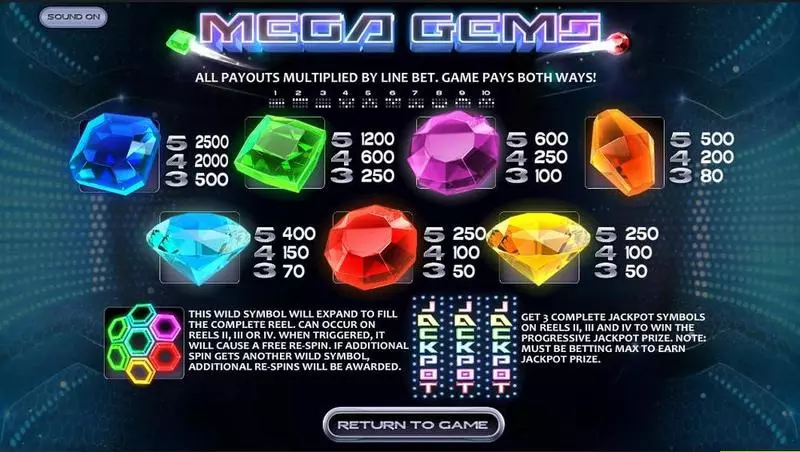 Mega Gems Slots made by BetSoft - Info and Rules