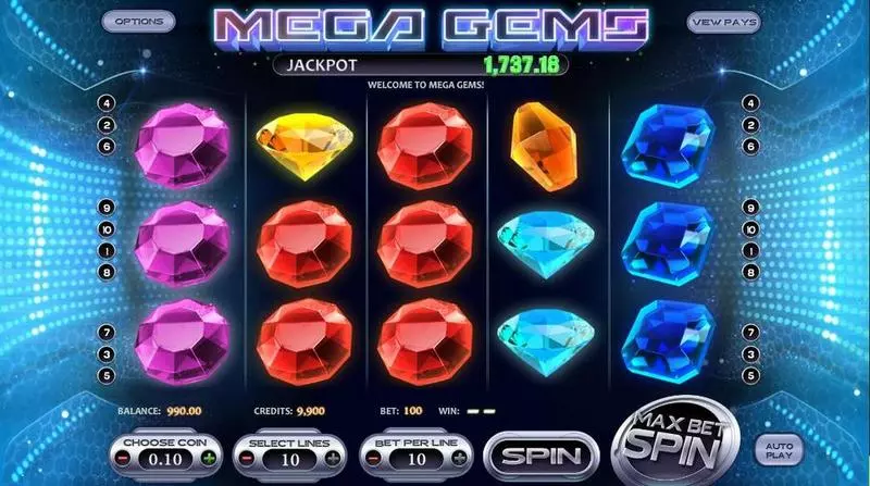 Mega Gems Slots made by BetSoft - Introduction Screen