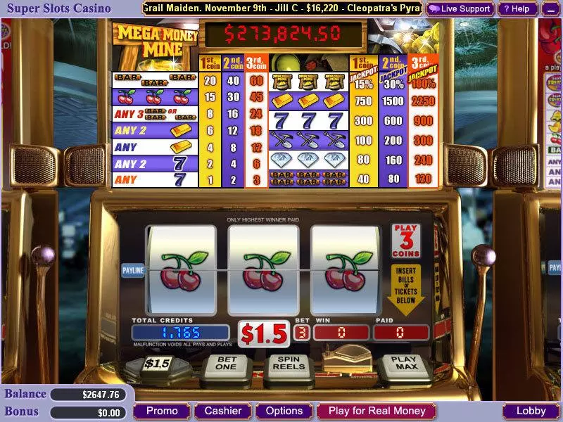 Mega Money Mine Slots made by WGS Technology - Main Screen Reels