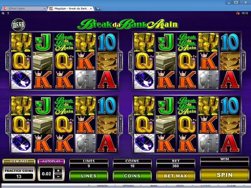 Mega Spin - Break da Bank Again Slots made by Microgaming - Main Screen Reels