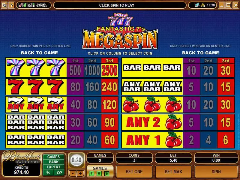 Mega Spin - Fantastic Sevens Slots made by Microgaming - Info and Rules