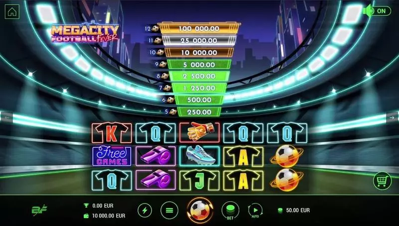 Megacity Football Fever Slots made by BF Games - Introduction Screen