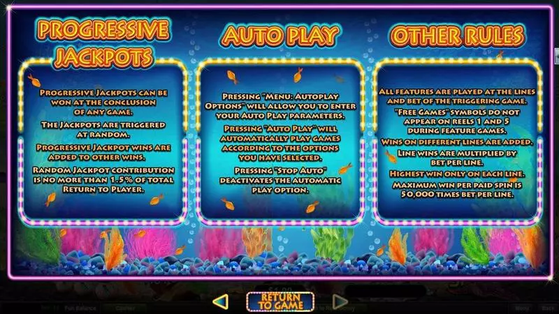 Megaquarium Slots made by RTG - Info and Rules