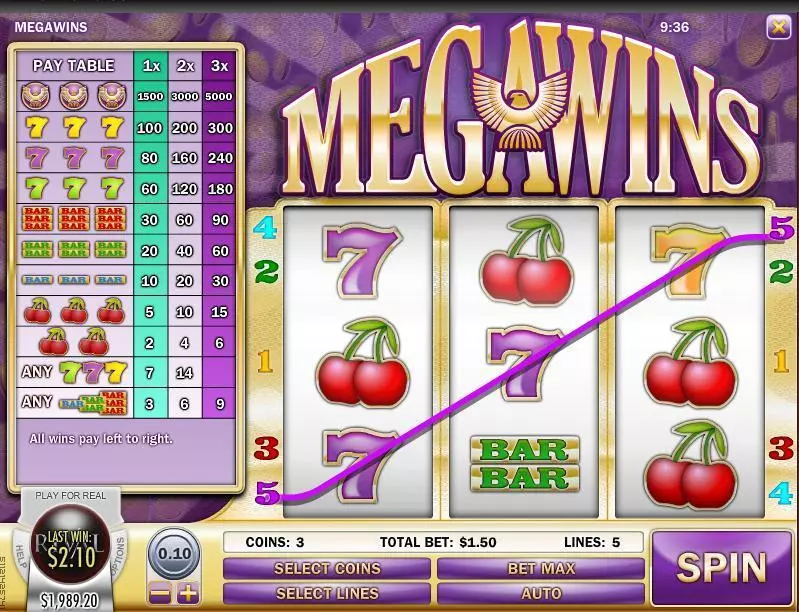 Megawins Slots made by Rival - Main Screen Reels