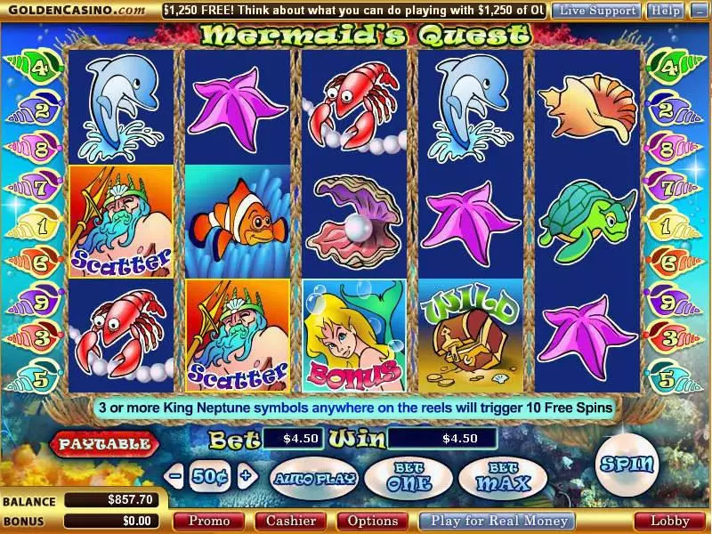 Mermaid's Quest Slots made by WGS Technology - Main Screen Reels