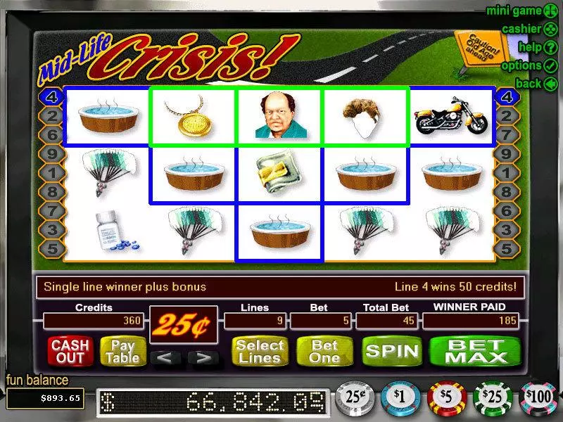 Mid-Life Crisis Slots made by RTG - Main Screen Reels
