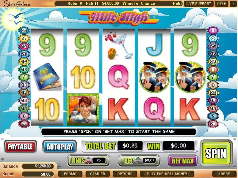 Mile High Slots made by WGS Technology - Main Screen Reels