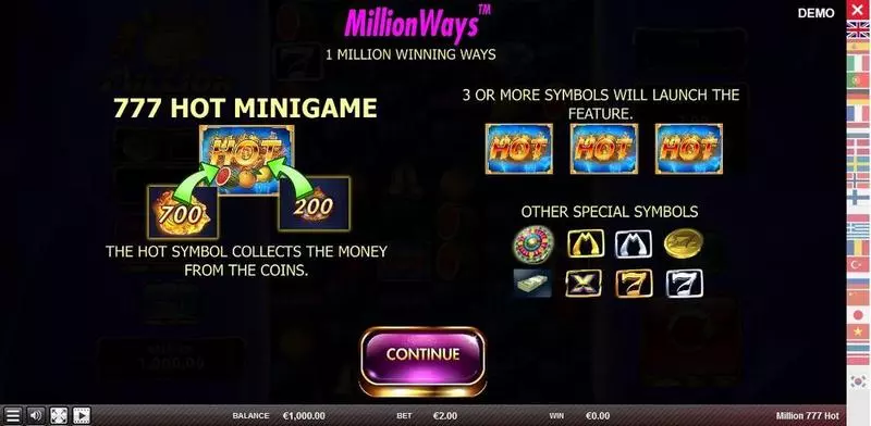 Million 777 Hot Slots made by Red Rake Gaming - Info and Rules