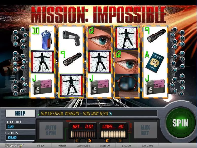 Mission Impossible Slots made by bwin.party - Main Screen Reels