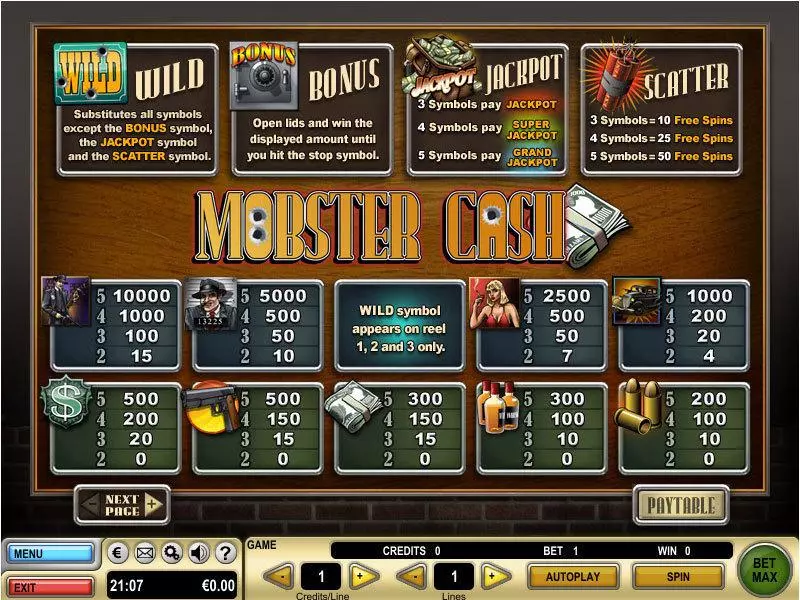 Mobster Cash Slots made by GTECH - Info and Rules