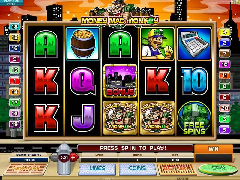 Money Mad Monkey Slots made by Microgaming - Main Screen Reels