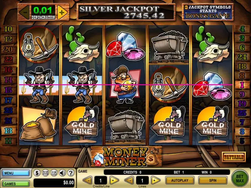 Money Miner Slots made by GTECH - Main Screen Reels