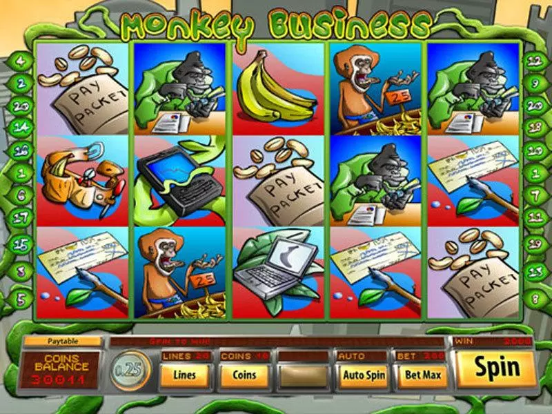 Monkey Business Slots made by Mazooma - Main Screen Reels