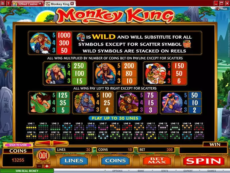 Monkey King Slots made by Microgaming - Info and Rules