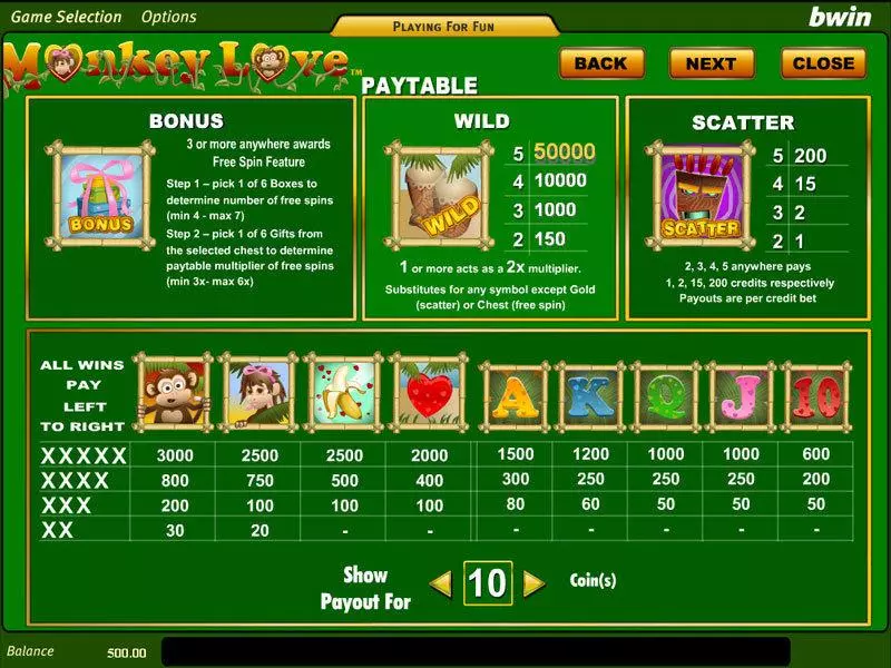 Monkey Love Slots made by Amaya - Info and Rules