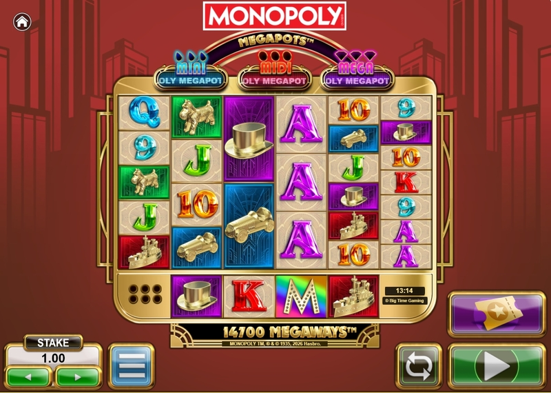 Monopoly Megapots Slots made by Big Time Gaming - Main Screen Reels
