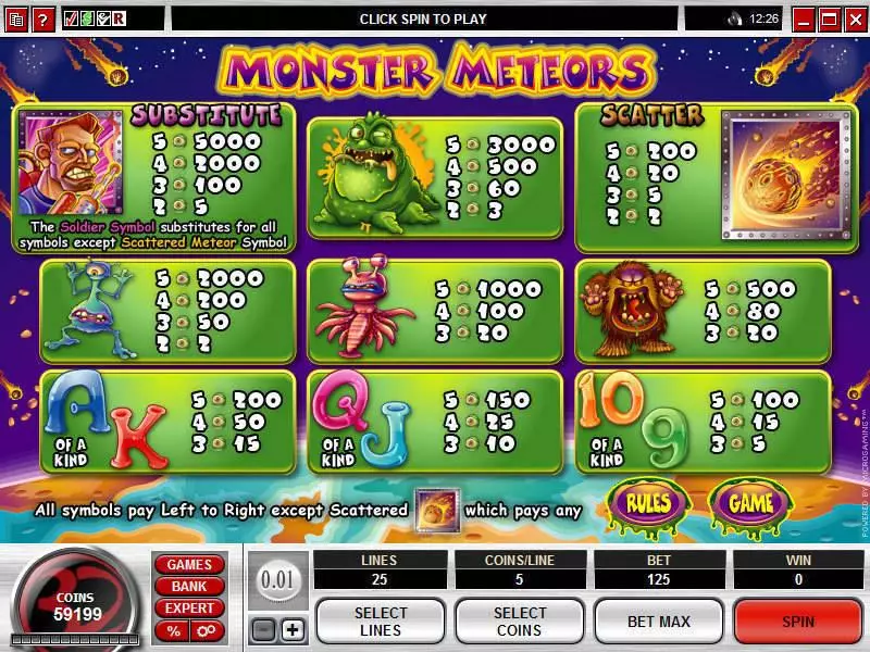 Monster Meteors Slots made by Microgaming - Info and Rules