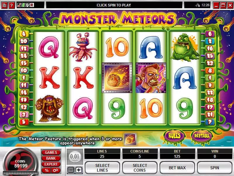 Monster Meteors Slots made by Microgaming - Main Screen Reels