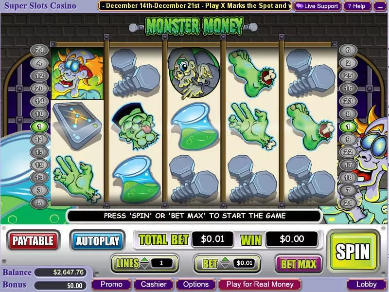 Monster Money Slots made by WGS Technology - Main Screen Reels