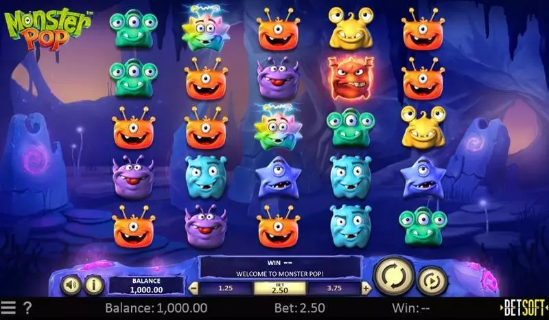 Monster Pop Slots made by BetSoft - Main Screen Reels