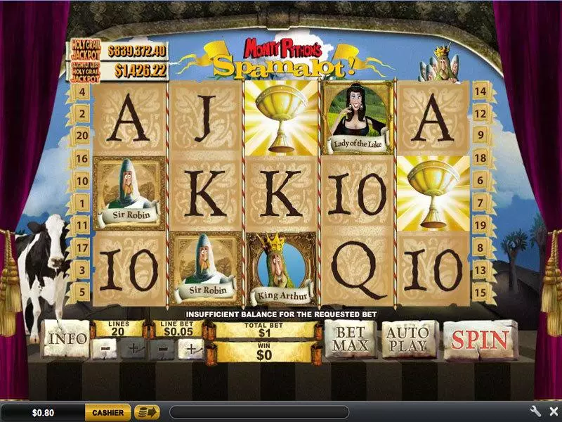 Monty Python's Spamalot Slots made by PlayTech - Main Screen Reels