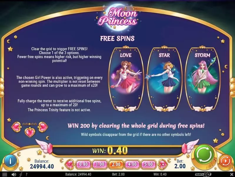 Moon Princess Slots made by Play'n GO - Info and Rules