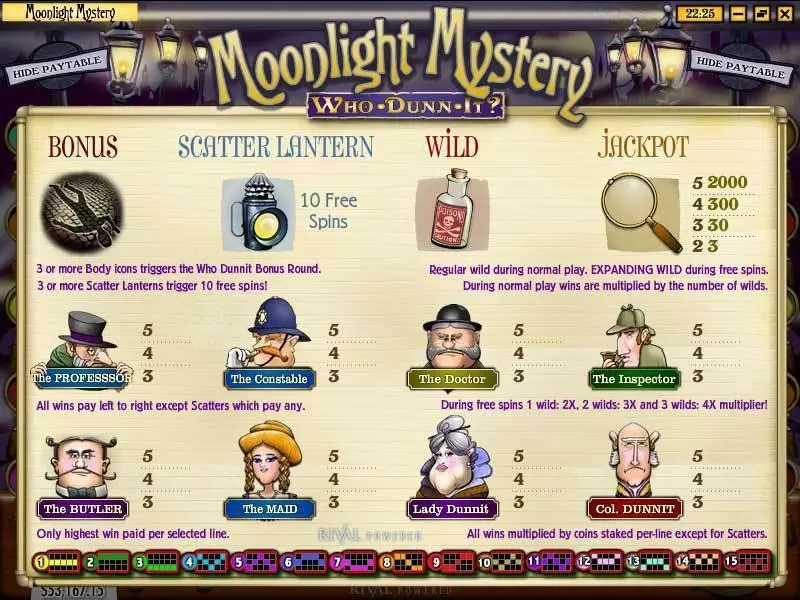 Moonlight Mystery Slots made by Rival - Info and Rules