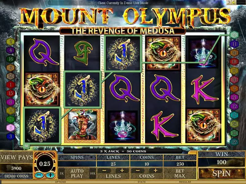 Mount Olympus - Revenge of Medusa Slots made by Genesis - Main Screen Reels