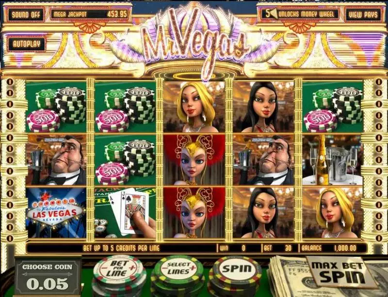 Mr Vegas Slots made by BetSoft - Main Screen Reels
