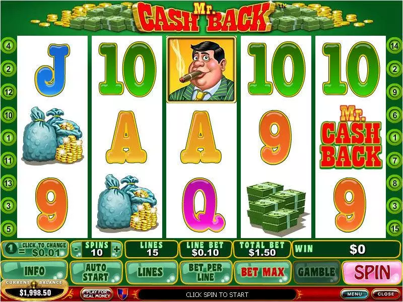 Mr. Cashback Slots made by PlayTech - Main Screen Reels
