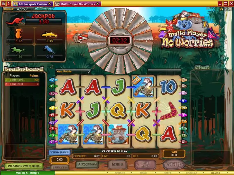 Multi-Player No Worries Slots made by Microgaming - Main Screen Reels
